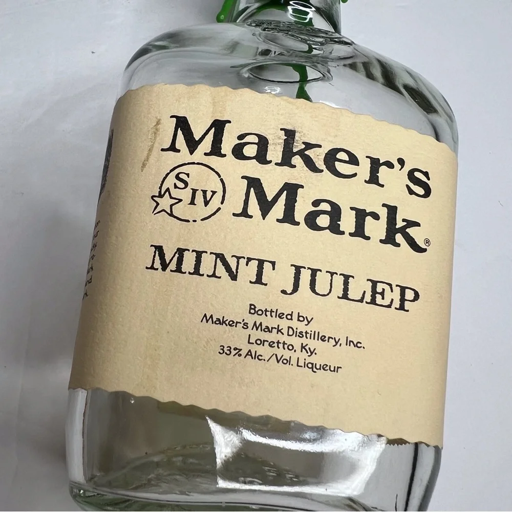 Empty Maker's Mark Mint Julep Green Wax Bottle Kentucky Derby Party Decorations